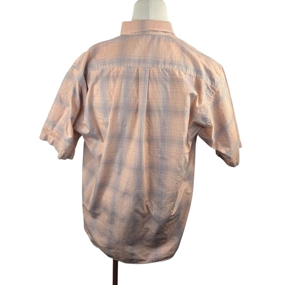 Gitman Bros Men's XL Short Sleeve Button Down Peach Plaid 100% Cotton Made/USA - Picture 4 of 7